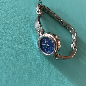 Michelli blue face silver watch - water resistant - stainless steel